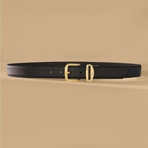 Aureum no 3 Black Leather Belt with Gold Buckle